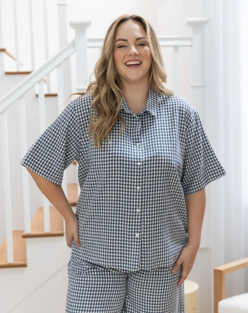 Lexie Shirt - Navy Gingham