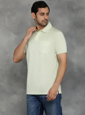 Light Green Solid Regular Fit Polo T-Shirt | JadeBlue