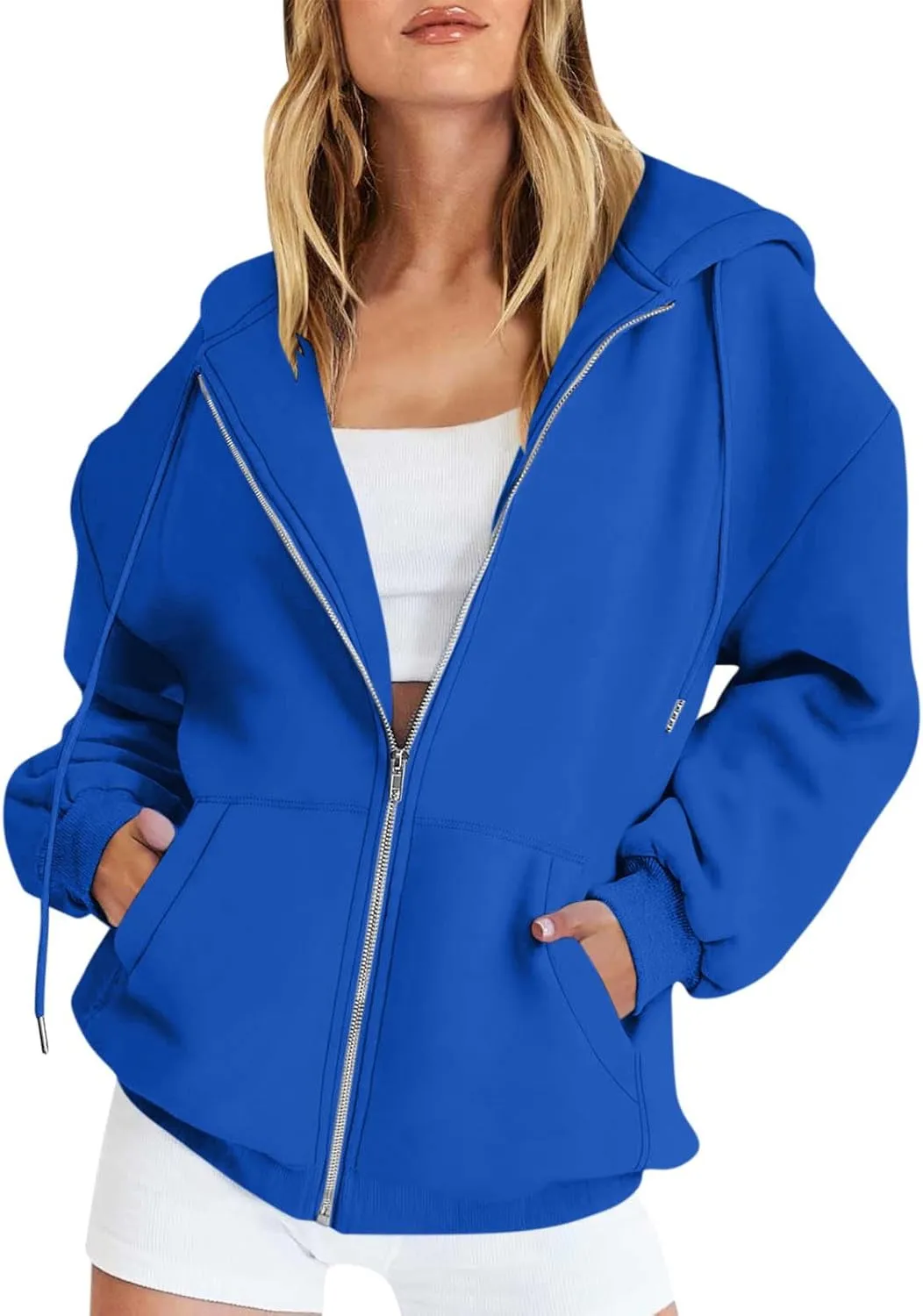 Lightweight Hoodies for Plus Size Women Zip Up 3x Long Sleeve Sweatshirt Jackets Loose Casual Tops with Pockets