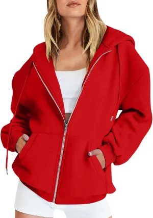 Lightweight Hoodies for Plus Size Women Zip Up 3x Long Sleeve Sweatshirt Jackets Loose Casual Tops with Pockets