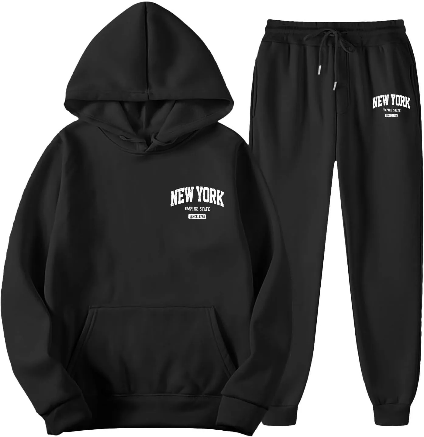 Los Angeles Print Sweatsuit Set for Women Simple Oversize Hoodies Sweatshirt & Jogger Sweatpants Cozy 2 Piece Outfits