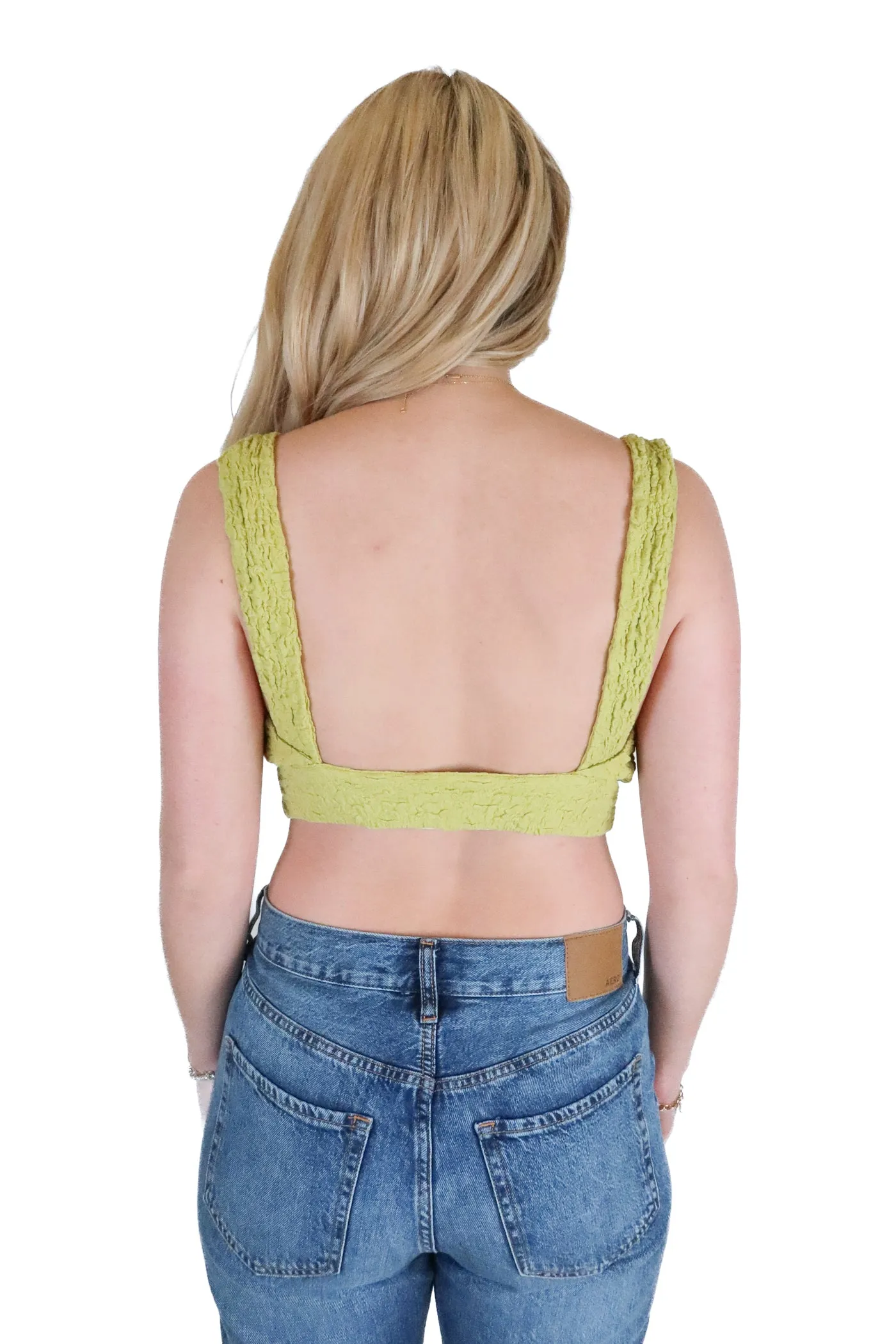 LPA Lime Green Crinkle Bra Top (XS; retail $88)