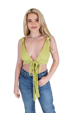 LPA Lime Green Crinkle Bra Top (XS; retail $88)