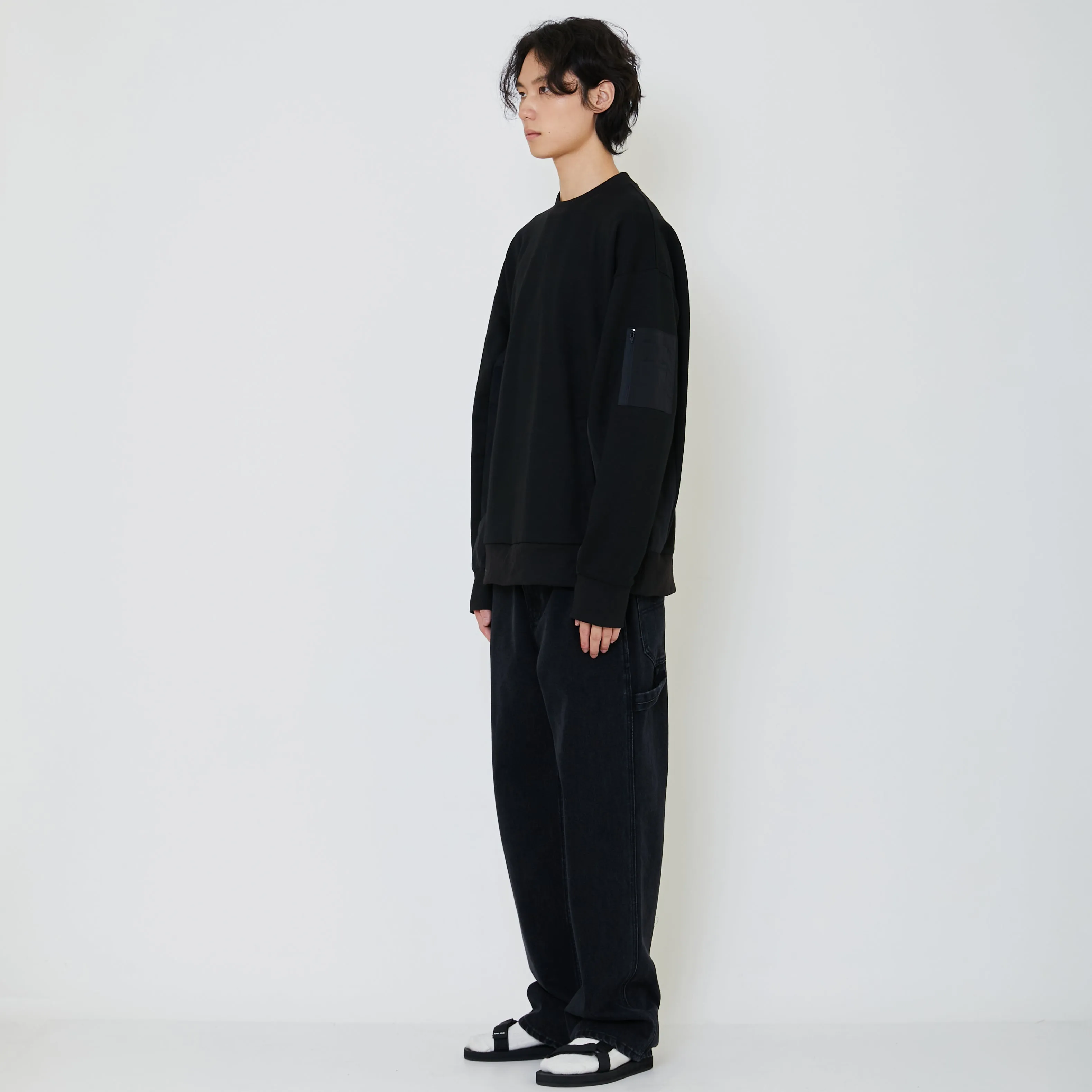 Men Oversized Sweatshirt - Black - SM2402031C