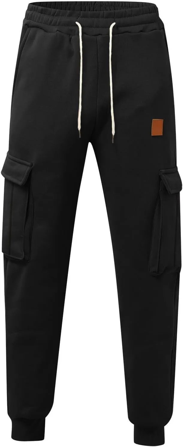 Mens Casual Jogger Pants, Relaxed Fit Cargo Pants, Casual Solid Drawstring Sweatpants Hiking Outdoor Twill Sport Pants