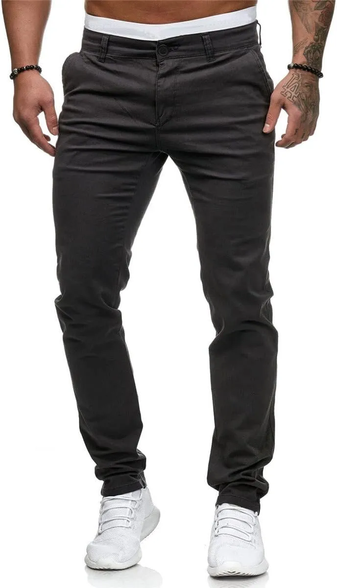 Mens Fashion Joggers Solid Color Trousers Casual Cotton Cargo Pants Loose Fit Hiking Pants Gym Sweatpants Overalls