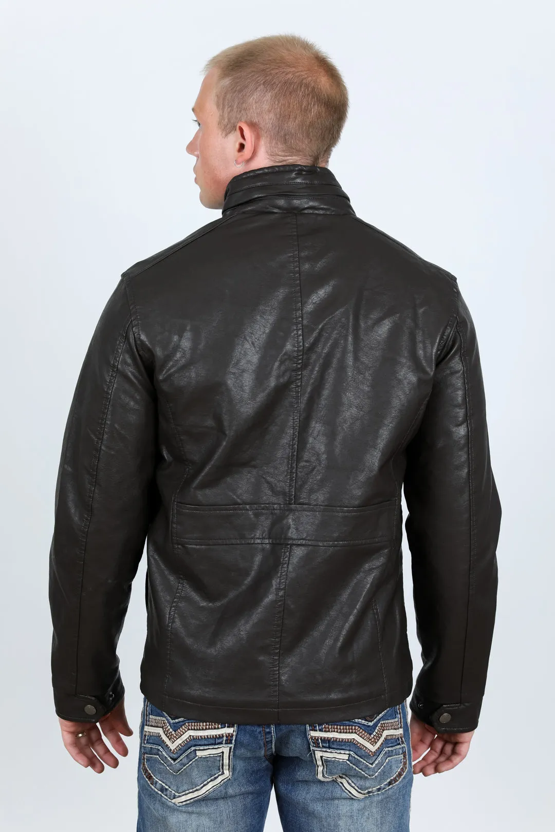 Mens Faux Leather Coat - Brown