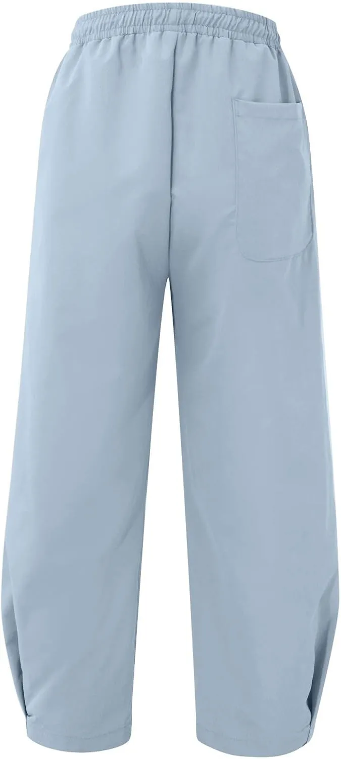 Men's Linen Summer Beach Pants Baggy Straight Leg Joggers Loose Fit Business Pant Outdoor Hiking Trousers