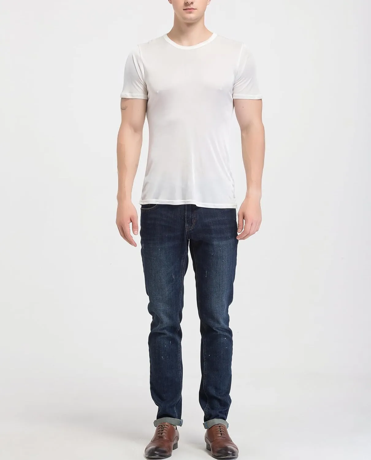 Men's Silk Shirt Soft Breathable Sport T-Shirt Underwear Slim Short/Long Sleeve Tops