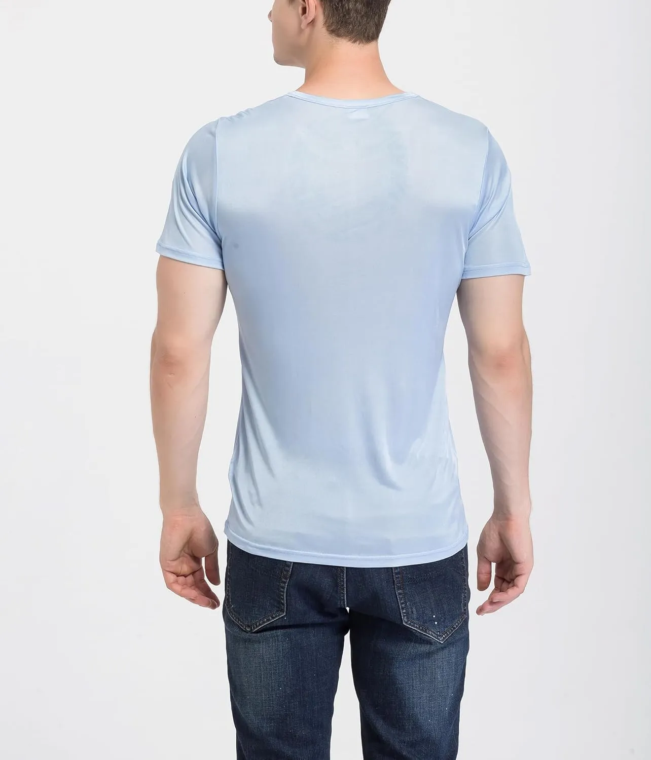 Men's Silk Shirt Soft Breathable Sport T-Shirt Underwear Slim Short/Long Sleeve Tops