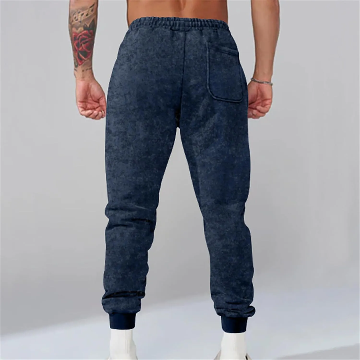 Men's Stretch Cargo Sweatpants Drawstring Elastic Tapered Pants Wide Leg Track Pants Slim Fit Trousers with Pockets