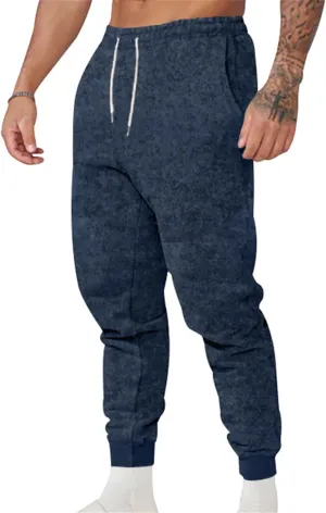 Men's Stretch Cargo Sweatpants Drawstring Elastic Tapered Pants Wide Leg Track Pants Slim Fit Trousers with Pockets