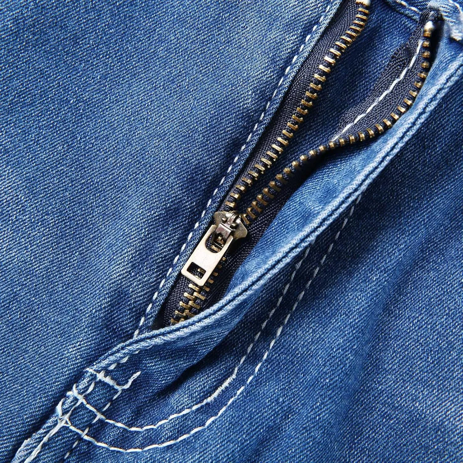 Men's Work Pants Classic Fit Stretch Buckle Zipper Straight Ripped Hole Solid Pants Casual Work Utility Trousers
