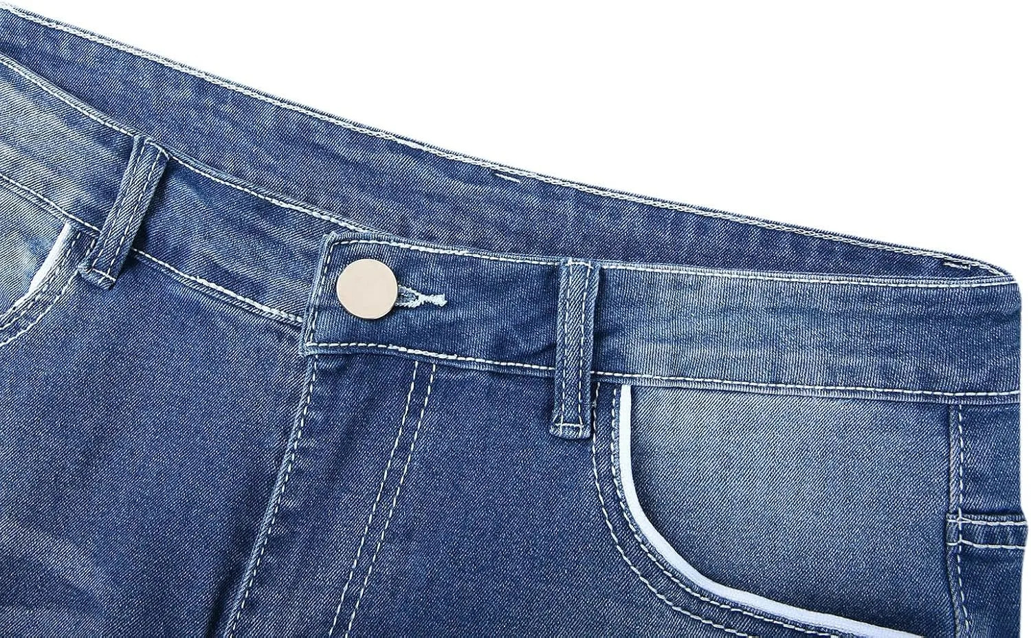 Men's Work Pants Classic Fit Stretch Buckle Zipper Straight Ripped Hole Solid Pants Casual Work Utility Trousers