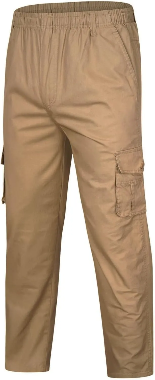 Mens Workout Cargo Sweatpants Drawstring Loose Waist Solid Color Pants Pocket Loose Fleece Casual Pants Men Fashion