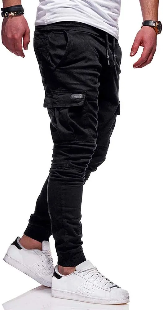 MIDOO Mens Cargo Pants with Pockets Casual Joggers Athletic Pants Flex Stretch Loose Straight Sweatpants Work Hiking Pants
