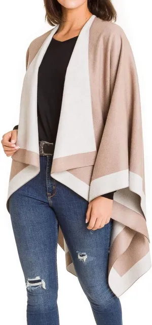 MIMOSITO Women's Shawl Wrap Poncho Ruana Cape Cardigan Sweater Open Front for Fall Winter