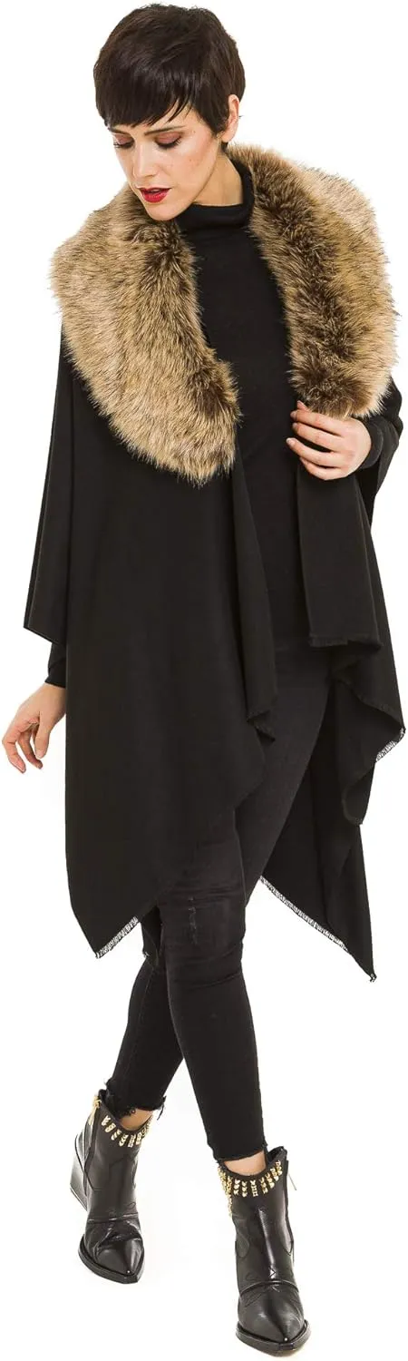 MIMOSITO Women's Shawl Wrap Poncho Ruana Cape Cardigan Sweater Open Front for Fall Winter