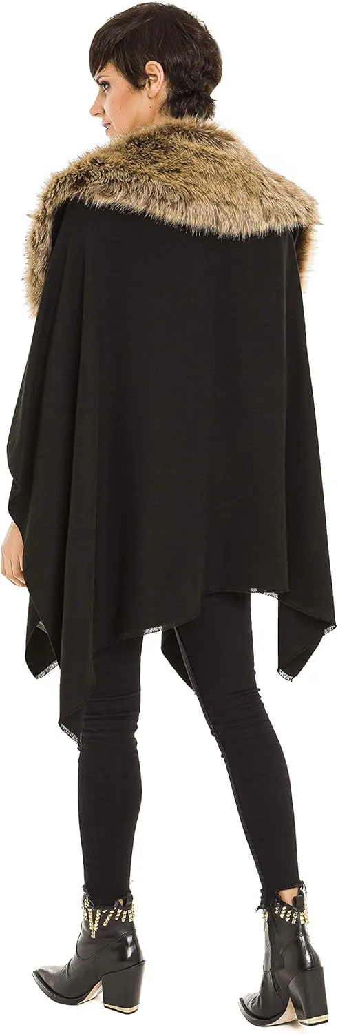 MIMOSITO Women's Shawl Wrap Poncho Ruana Cape Cardigan Sweater Open Front for Fall Winter