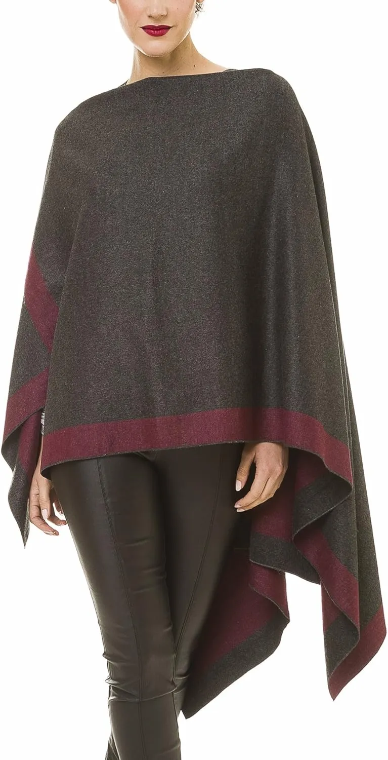 MIMOSITO Women's Shawl Wrap Poncho Ruana Cape Cardigan Sweater Open Front for Fall Winter