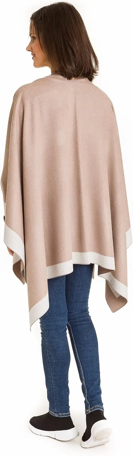 MIMOSITO Women's Shawl Wrap Poncho Ruana Cape Cardigan Sweater Open Front for Fall Winter