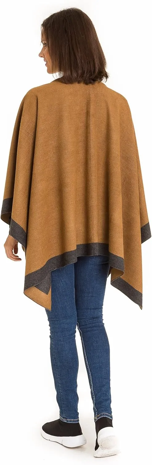 MIMOSITO Women's Shawl Wrap Poncho Ruana Cape Cardigan Sweater Open Front for Fall Winter
