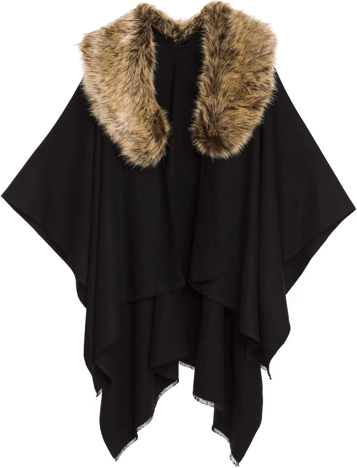 MIMOSITO Women's Shawl Wrap Poncho Ruana Cape Cardigan Sweater Open Front for Fall Winter