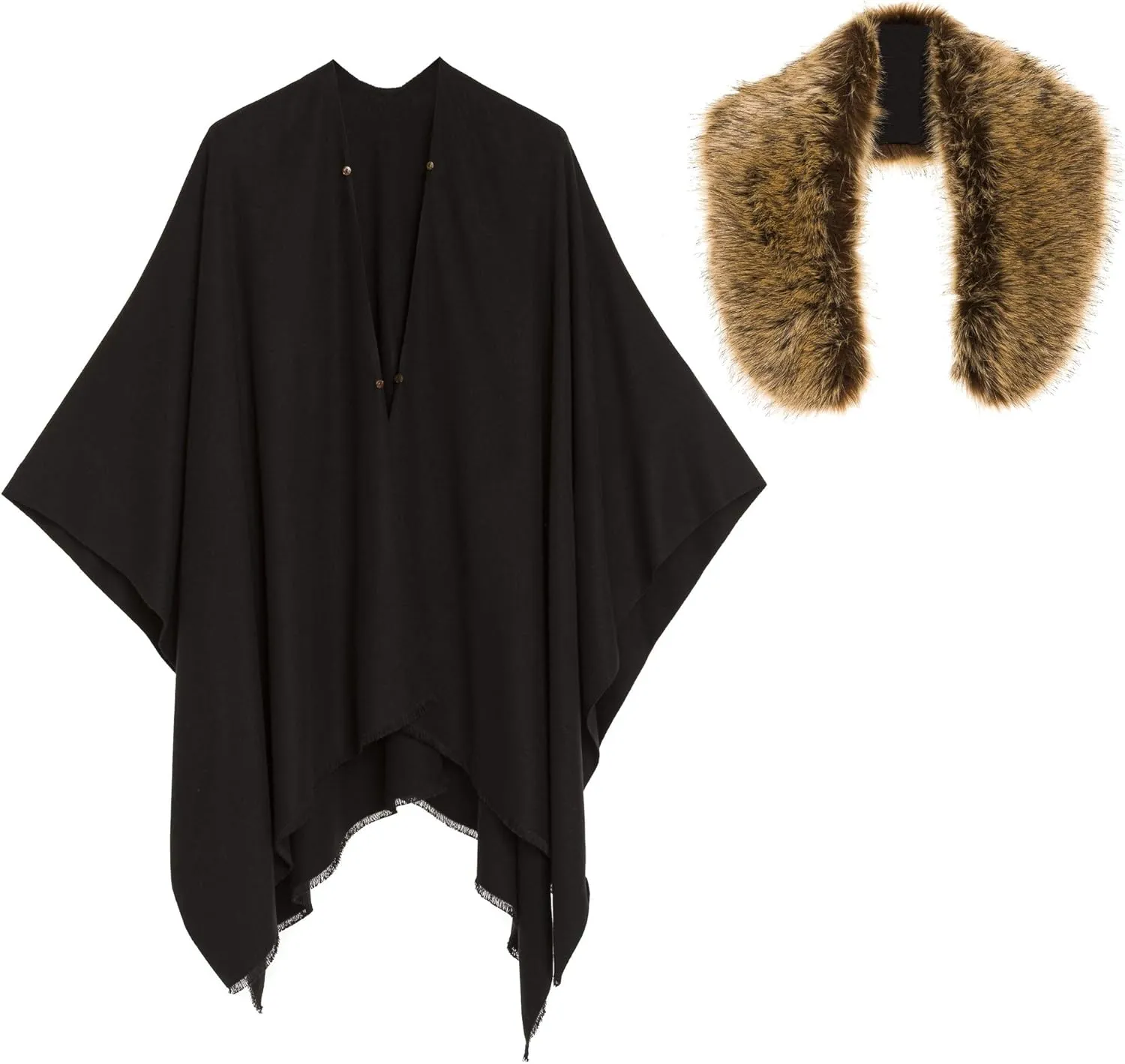 MIMOSITO Women's Shawl Wrap Poncho Ruana Cape Cardigan Sweater Open Front for Fall Winter