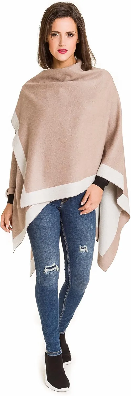 MIMOSITO Women's Shawl Wrap Poncho Ruana Cape Cardigan Sweater Open Front for Fall Winter