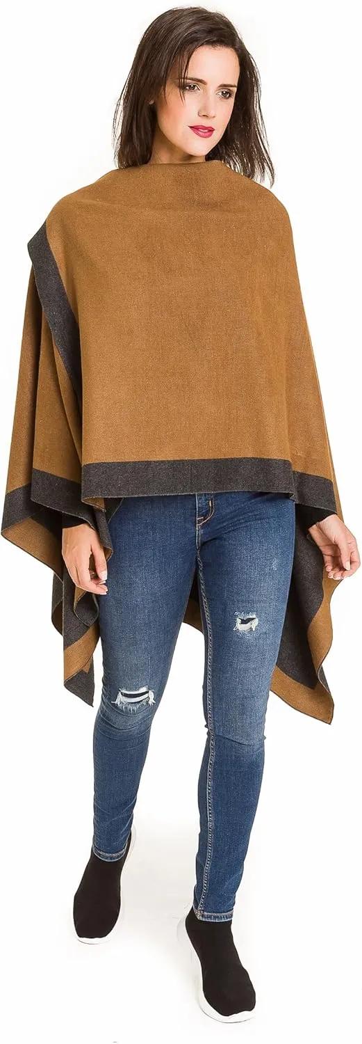MIMOSITO Women's Shawl Wrap Poncho Ruana Cape Cardigan Sweater Open Front for Fall Winter