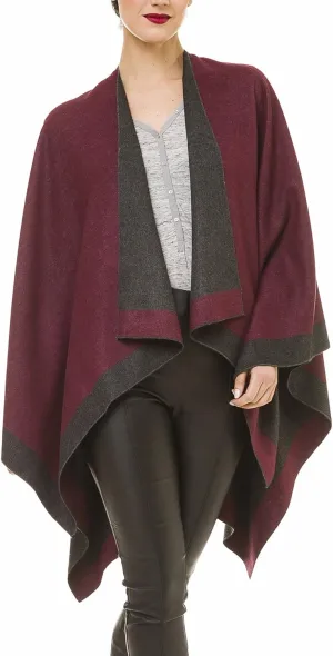 MIMOSITO Women's Shawl Wrap Poncho Ruana Cape Cardigan Sweater Open Front for Fall Winter