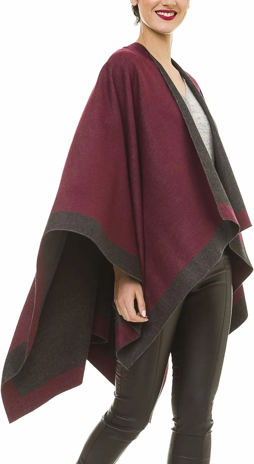 MIMOSITO Women's Shawl Wrap Poncho Ruana Cape Cardigan Sweater Open Front for Fall Winter