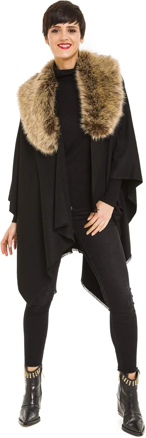 MIMOSITO Women's Shawl Wrap Poncho Ruana Cape Cardigan Sweater Open Front for Fall Winter