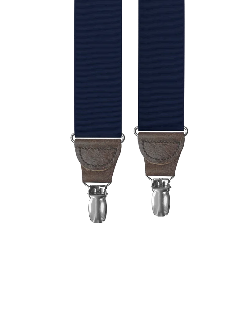 Navy Grosgrain Clip-on Suspenders