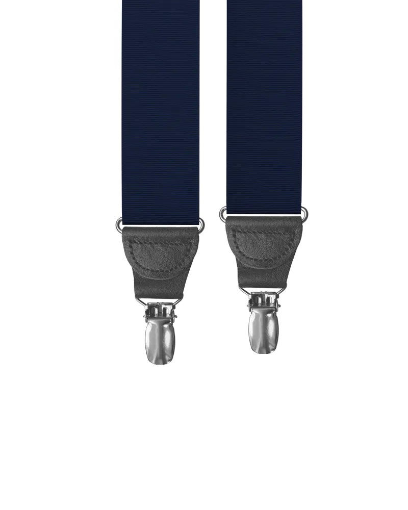 Navy Grosgrain Clip-on Suspenders