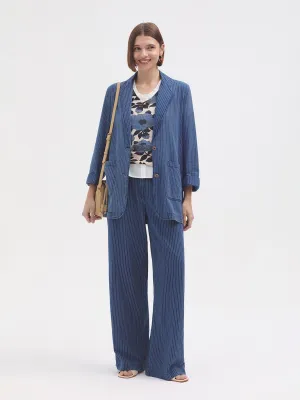 Nice Things Striped denim blazer Indigo