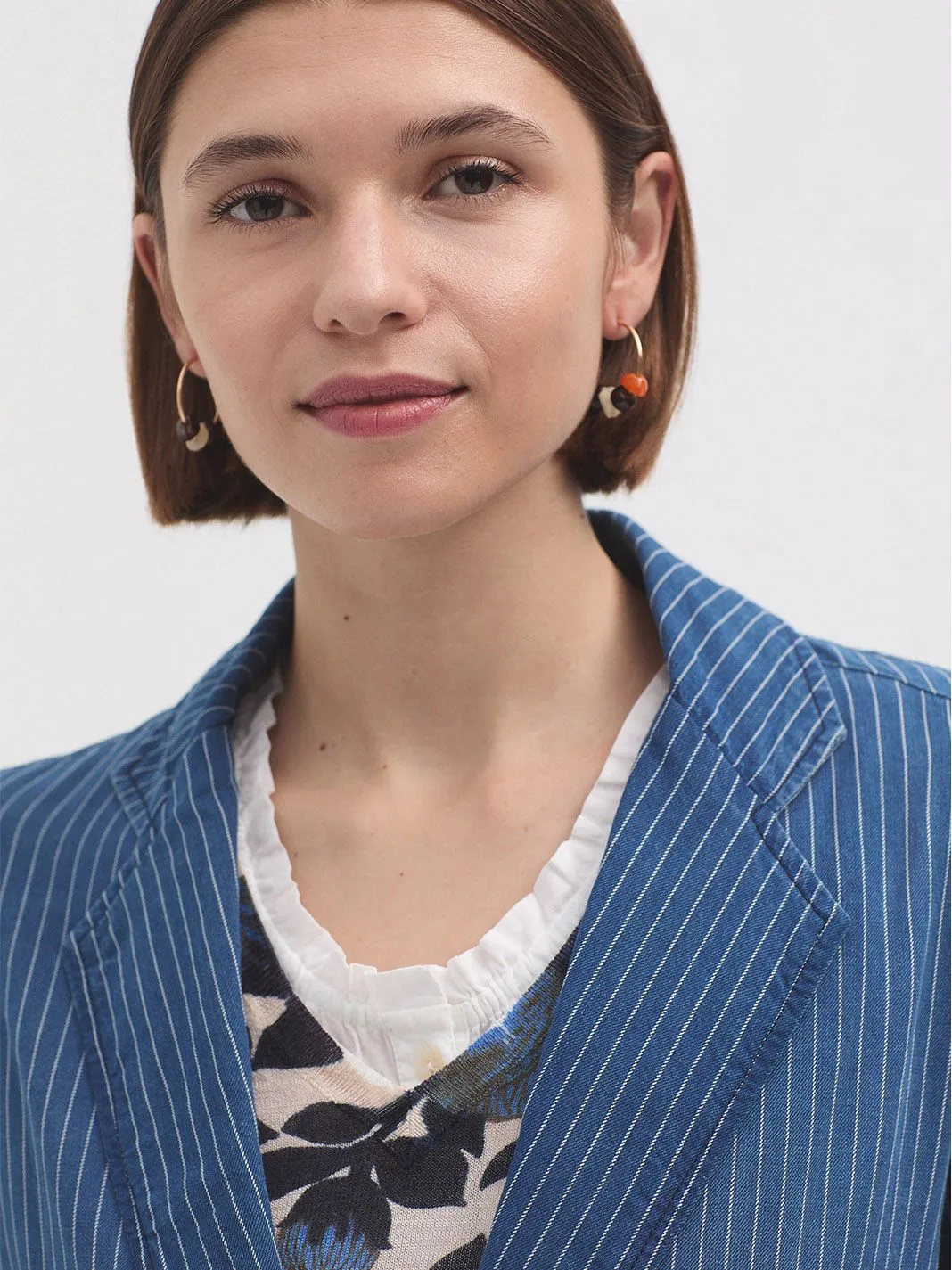 Nice Things Striped denim blazer Indigo