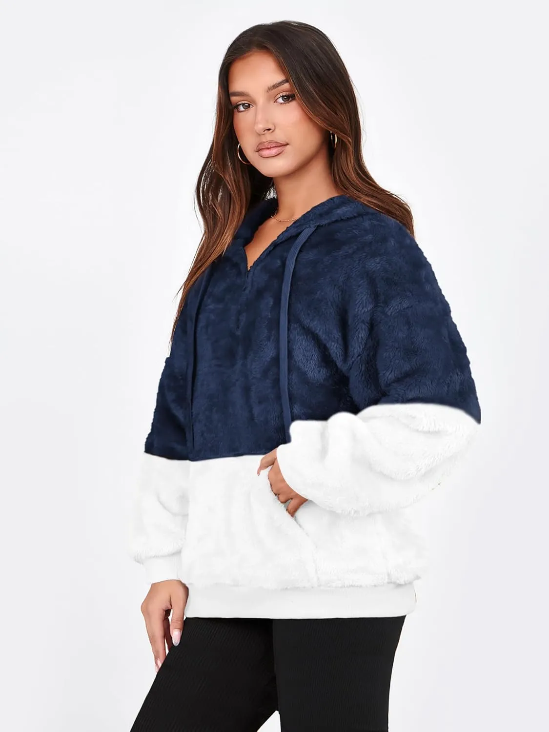NIeyook Sherpa Fleece Hoodies for Women Fuzzy Oversized Zip up Hoodie with Pockets Casual Pullover Hooded Sweatshirt
