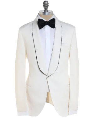 Off White and Black Trimmed Silk Dinner Jacket