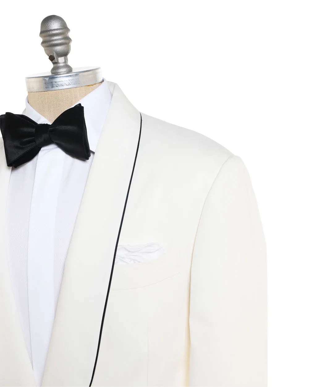 Off White and Black Trimmed Silk Dinner Jacket