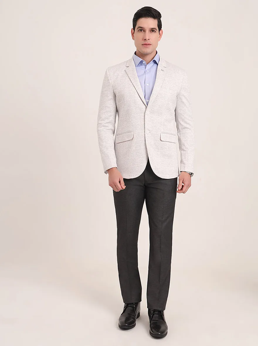 Off White Solid Regular Fit Blazer | JB Studio