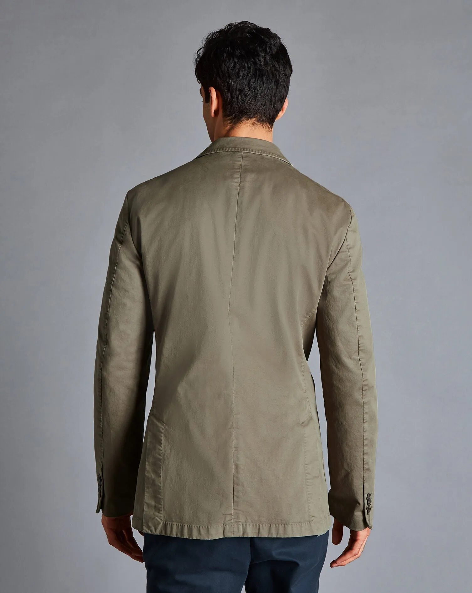 Olive Green Slim Fit Cotton Stretch Jacket