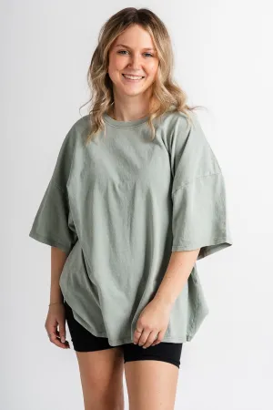Oversized mineral tee sage green