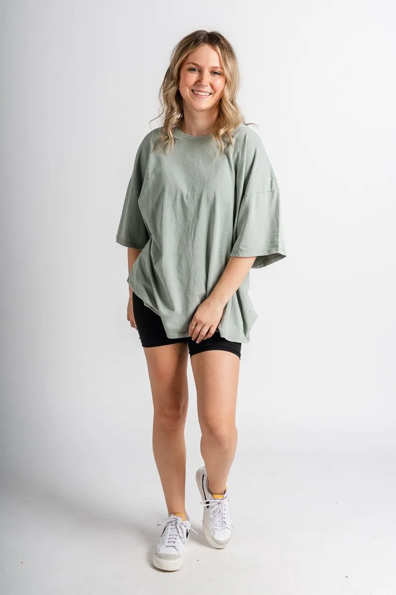 Oversized mineral tee sage green