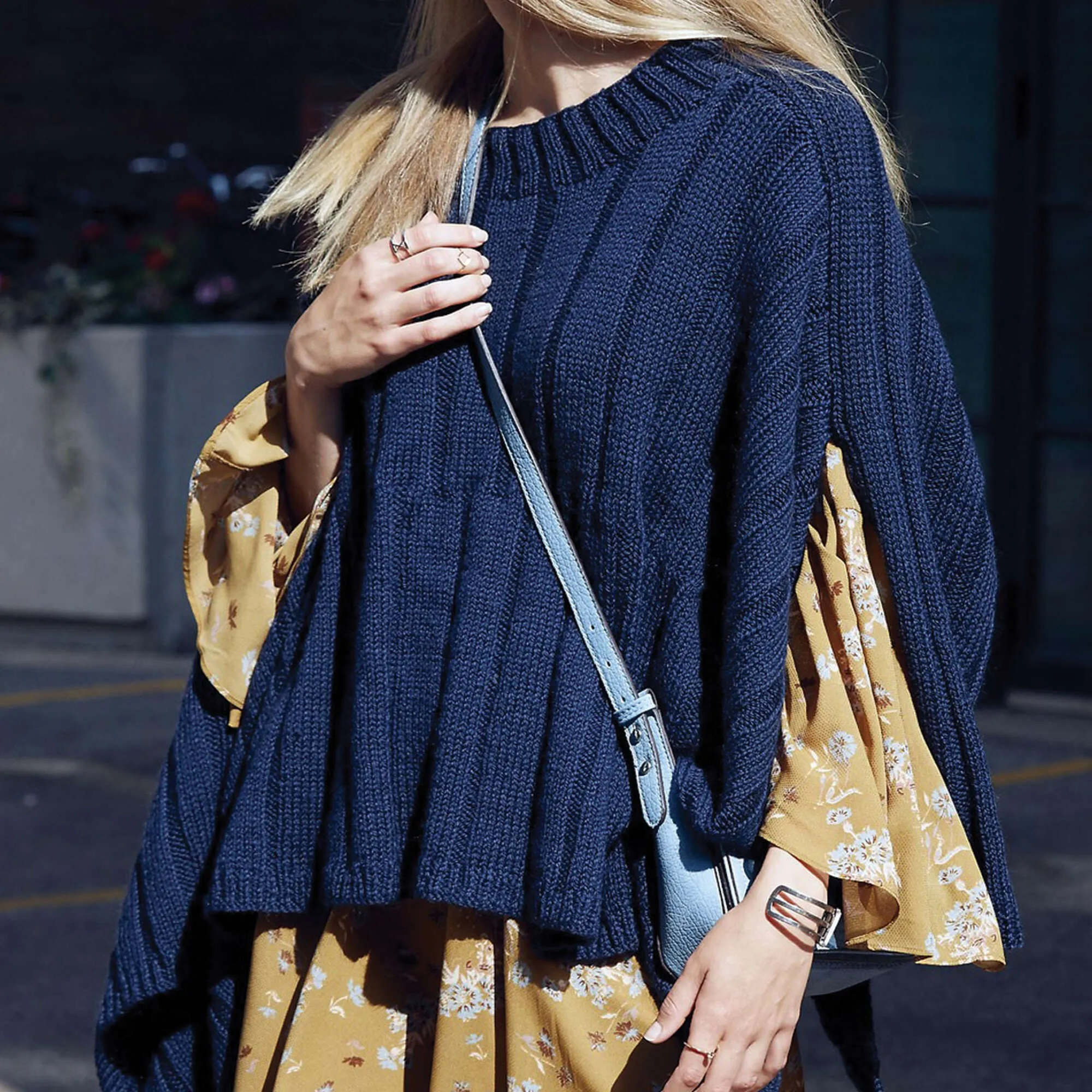 Patons Reversible Ribbed Knit Poncho