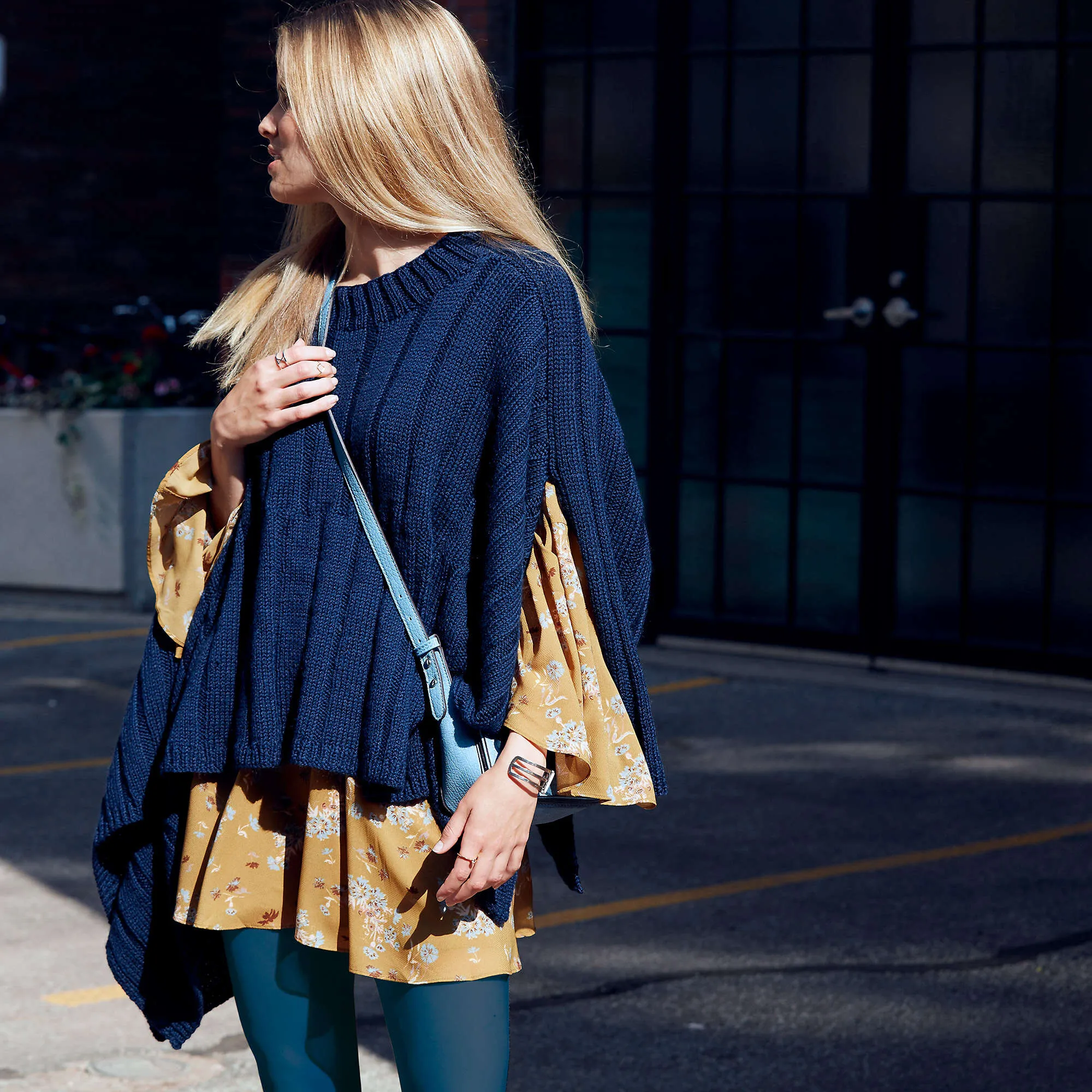 Patons Reversible Ribbed Knit Poncho