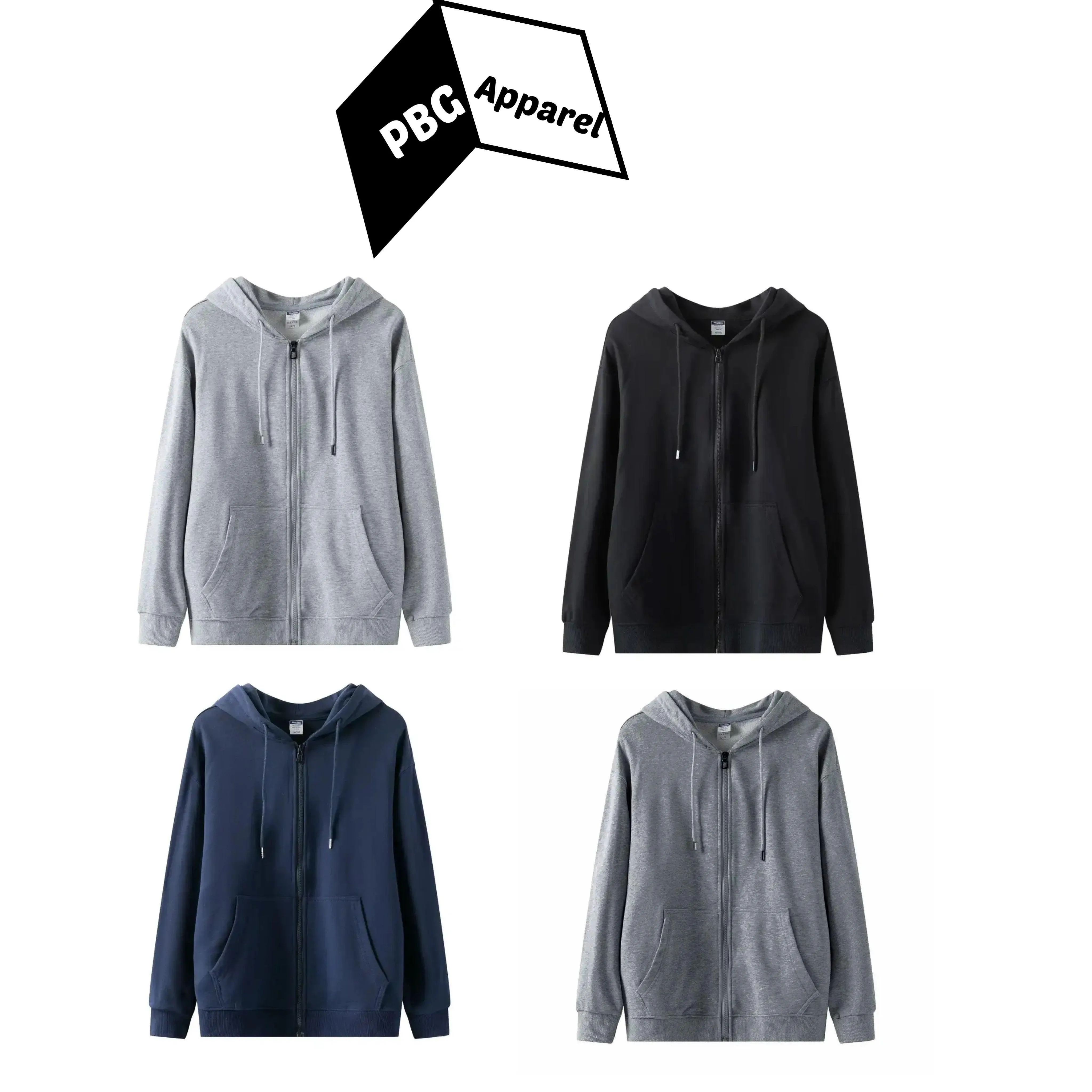 PBG Zip Up Hoodie Sweatshirts 2 Pair Assorted Big Pockets S-XL