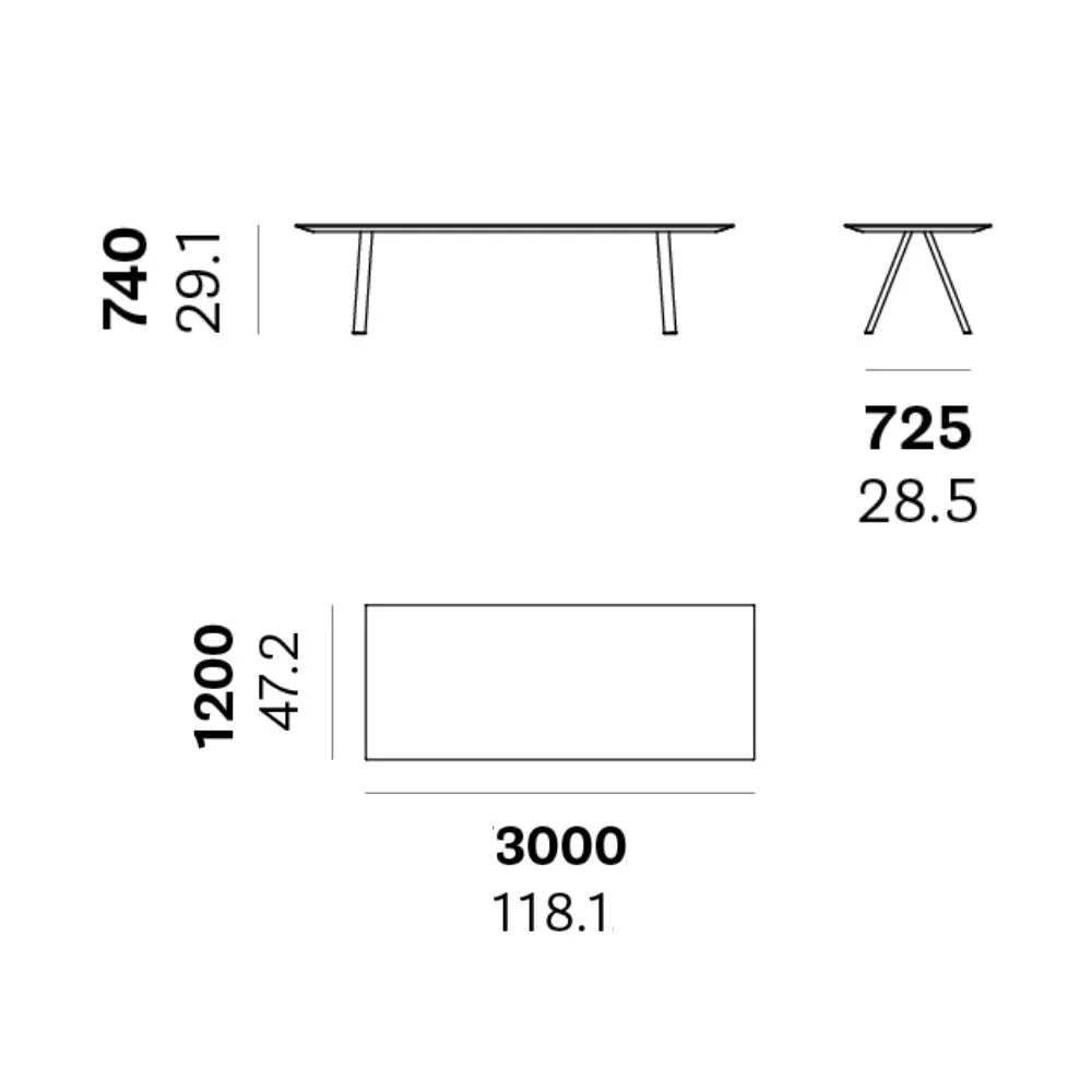 Pedrali Arki-table outdoor 300x120 cm. in white solid laminate
