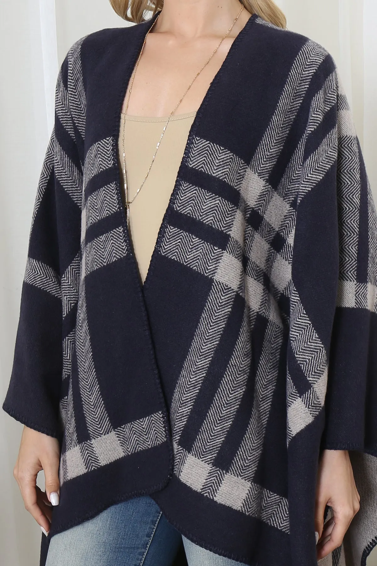 PLAID KNIT WARMER OPEN FRONT KIMONO (NOW $8.75 ONLY!)