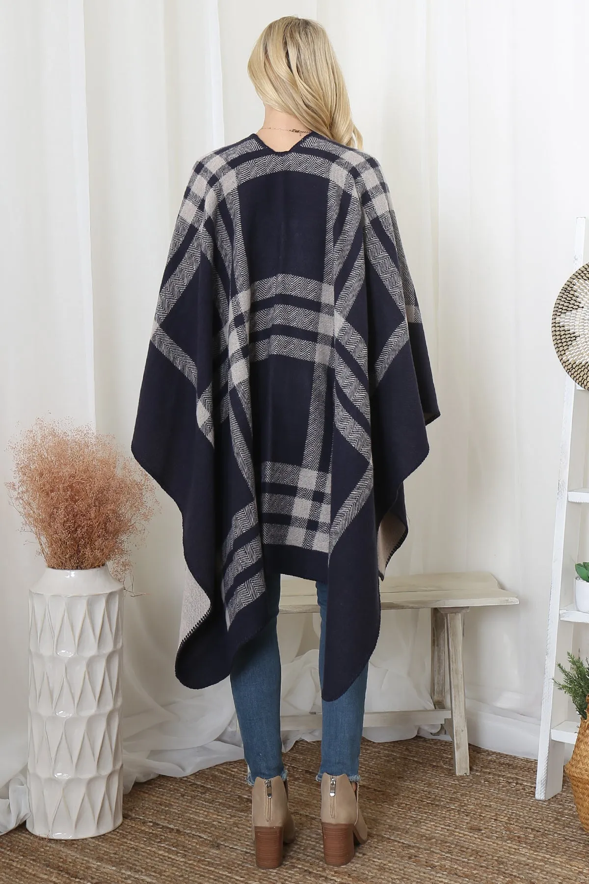 PLAID KNIT WARMER OPEN FRONT KIMONO (NOW $8.75 ONLY!)